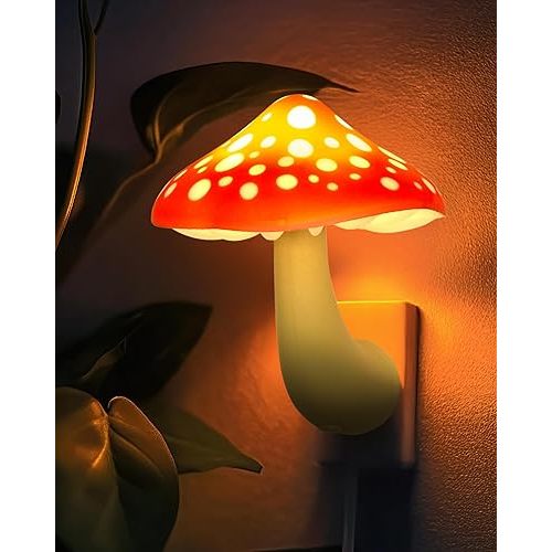 Mushroom Night Light Plug in - Manual Color Changing Shifting LED Mushroom Nightlight Wall Lamp - Cute Unique Fun Cool Weird Colorful Glow Shroom Decor Room Nursery Bed Bedroom Bathroom Kids Adults