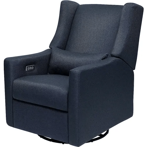 Babyletto Kiwi Electronic Power Recliner and Swivel Glider with USB Port in Performance Navy Eco-Twill, Water Repellent & Stain Resistant, Greenguard Gold and CertiPUR-US Certified