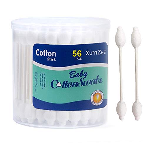 224pcs Baby Safety Cotton Swabs with Large Tips (4 packs of 56 ct), 100% Chemical-Free Gentle Baby Qtips, Hypoallergenic Safety Swabs for Newborn, Babies,Toddler, Kids and Even Adults