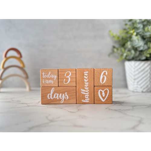 Wooden Baby Milestone & Countdown Block Set| Baby Photo Props| Months, Weeks, Years, Grade Milestones| Expecting Parents Gift