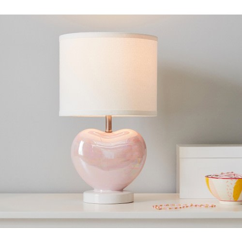 Iridescent Heart Table Lamp (17")