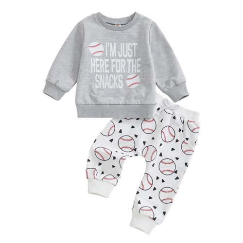 HERE FOR THE SNACKS Baseball Outfit - Hazel & Bo