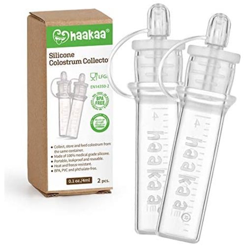 haakaa Colostrum Collectors for Breastfeeding Moms to Collect Store and Feed Colostrum, 4ml/2pcs