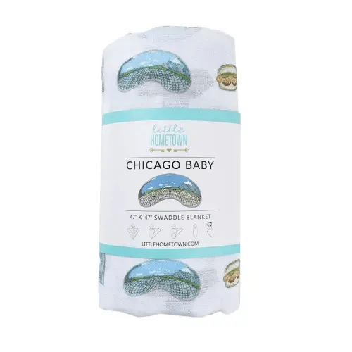 Little Hometown Chicago Baby Muslin Swaddle Blanket
