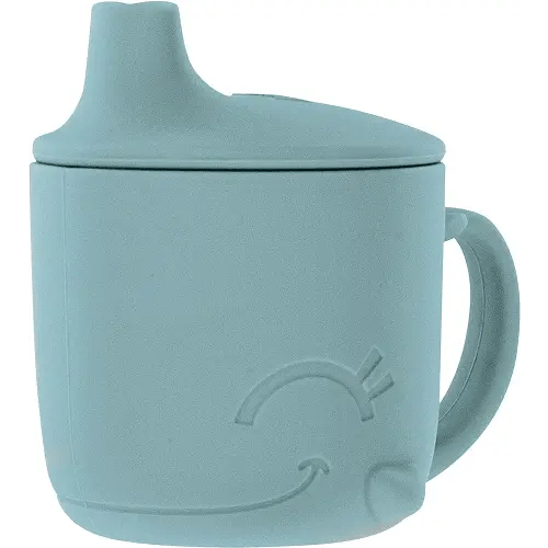 Nuby Animal Friends Silicone Sippy Cup - Toddler Cup with One-Handle - 6+ months - Blue Whale