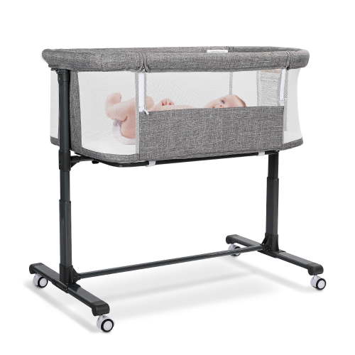 AILEEKISS Baby Bassinet Bedside Sleeper, Height Adjustable Newborn Baby Bassinet with Wheels, Grey