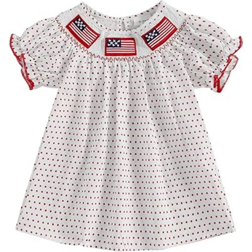 Girls 4th of July Outfit Toddler Girl Bow Doll Collar Princess Dress Kids Fourth of July Dresses Patriotic Clothes