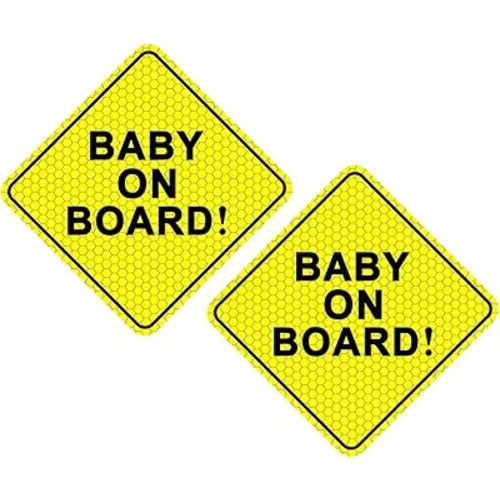 Baby On Board Signs for Car, 2 Pack Baby On Board Magnet, Essential Magnetic Sticker Sign for Bumper - Bright Yellow and Reflective, Removable Safety Attention Signs for Novice Drivers