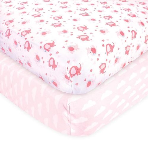 Luvable Friends Unisex Baby Fitted Crib Sheet, Girl Basic Elephant, One Size