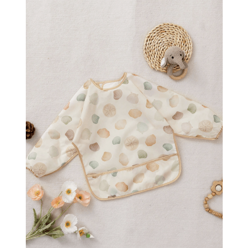1pc Long Sleeve Easy-Clean Feeding Bib, Shell