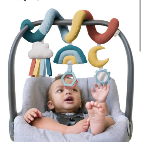 Amazon.com : Itzy Ritzy Spiral Car Seat & Stroller Activity Toy - Stroller & Car Seat Toys for Ages 0 Months and Up - Hanging Toys Include Clinking Rings, Mirror and Textured Ribbons (Rainbow) : Toys & Games