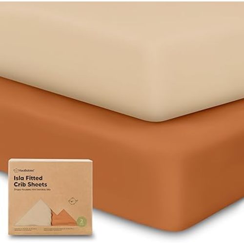 2-Pack Crib Sheets for Boys,Girls - Viscose Derived from Bamboo Fitted Crib Sheet, Organic Baby Crib Sheets, Crib Mattress Sheet,Toddler Bed Sheets,Baby Sheets for Crib Fitted Sheets(Rust)