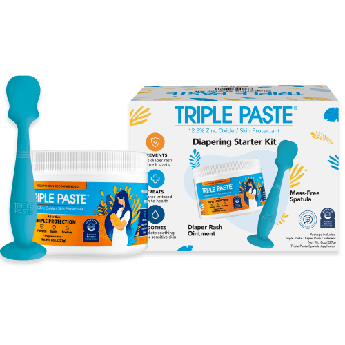 Triple Paste Diaper Rash Cream, 8oz + Spatula Bundle - Zinc Oxide Ointment and Diaper Cream Spatula