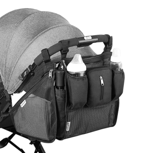 Sunveno Universal 2 in 1 Insulated Cup Holders Stroller Organizer, Black