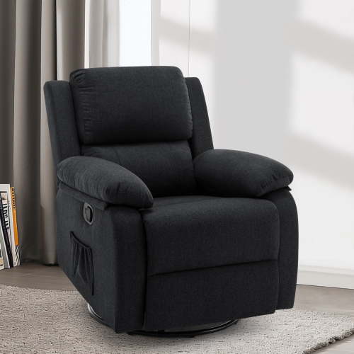 Korser Swivel Rocker Small Recliner Chair for Small Spaces for Living Room,Nursery,Black
