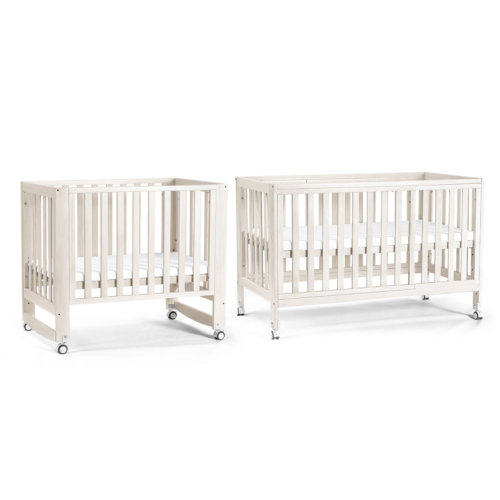 EvoNest 11-in-1 Mini Cradle to Full Size Convertible Crib With Removable Wheels