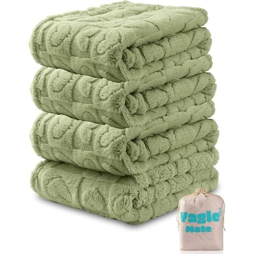 4 Pcs Baby Blankets for Boys Soft Toddler Small Blanket for Daycare, Fleece Kid Mini Blanket for Crib Baby Shower, 30 X 40, Green