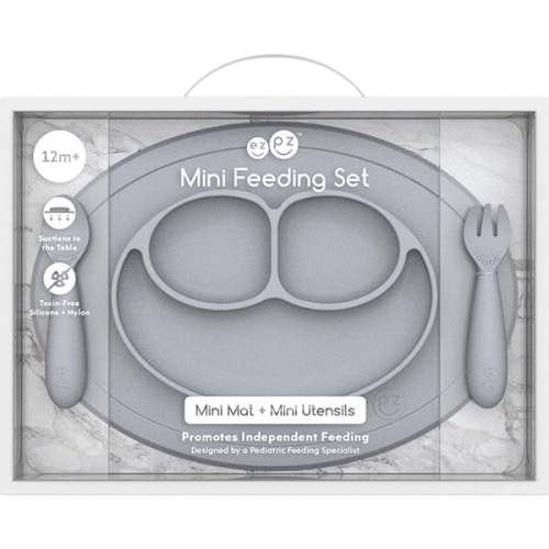 Mini Feeding Set, Pewter - ezpz | Maisonette