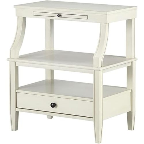Newton Antique White Wood 1-Drawer Storage Nightstand