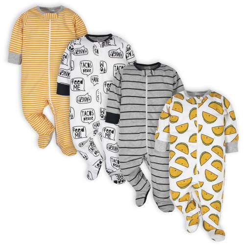 Onesies Brand Baby Boy Sleep 'N Plays Footed Pajamas, 4-Pack, Newborn - 6/9M