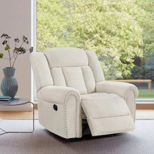 Casoria Beige Chenille Manual Glider Recliner