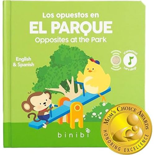 Binibi Spanish Musical Book for Babies & Toddlers 1-3 | Opuestos en el Parque | Bilingual Sound Book
