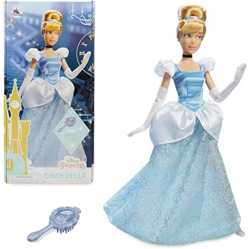 Disney Store Official Princess Classic Doll (Cinderella), 11 Inches, Includes Brush with Molded Details, Fully Posable Toy in Classic Outfit Princess Toys for Girls