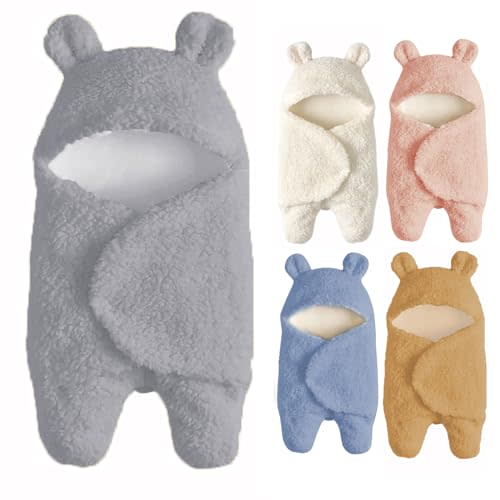 Nunibum Baby Swaddle Blanket Boys Girls Cute Plush Receiving Blanket Ultra-Soft Newborn Sleeping Wraps for Infant 0-6 Months - Grey