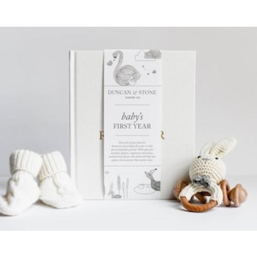 Baby Memory Book & Baby Photo Album | Baby Shower Gift for New Mom | Boy or Girl Milestone Scrapbook for Expecting Mom | First Year Journal