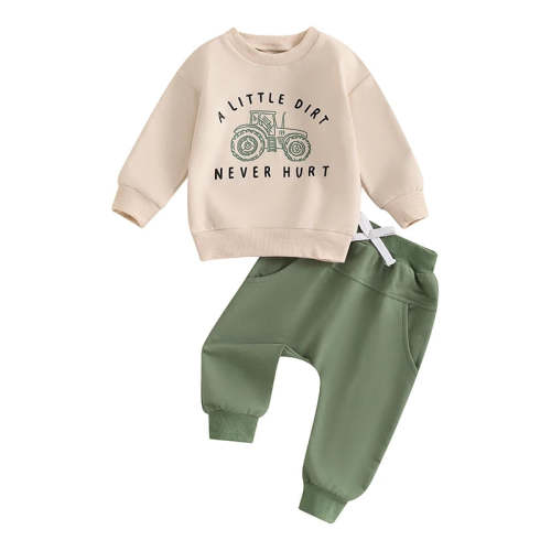 Baby Toddler Boys 2Pcs A Little Dirt Never Hurt Fall Outfit Long Sleev – August + Willow