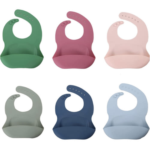 6-pack of 3D Baby Silicone Baby Drool Bibs can be wiped clean easily, comfortable and soft waterproof bibs prevent stains, suitable for babies 0~5 years old.