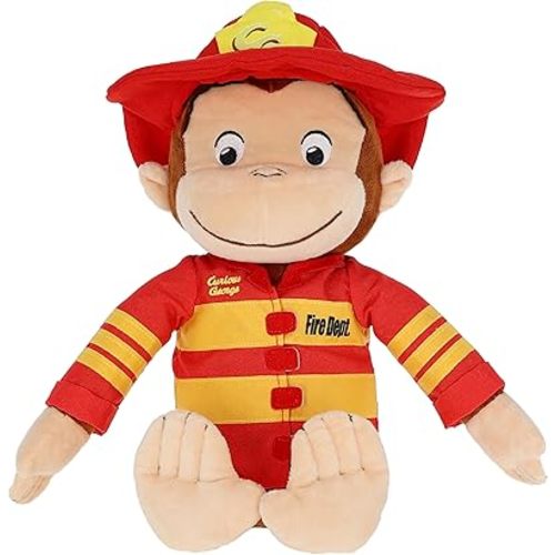 KIDS PREFERRED Curious George Fireman 15 inch Stuffed Animal Plush Toy for Toddler Boys & Girls