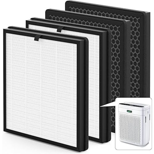 4 Pack F1 Replacement Filter Compatible with AMEIFU F1 Air Purifier, Double-Sided Filters for Home Large Room Up to 2200 Sq Ft, H13 True HEPA and Activated Carbon Filter