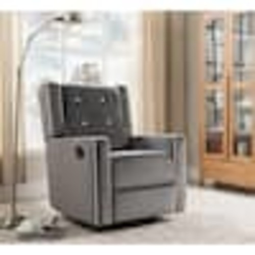 HOMESTOCK Gray Microfiber Swivel Glider Recliner Rocker, Nursery Glider Recliner Nursery Chair 40375HDC