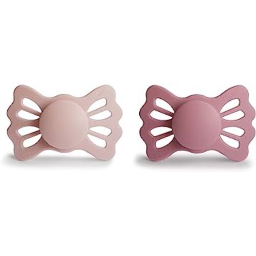 FRIGG Lucky Symmetrical SilkySoft Silicone Baby Pacifier | Made in Denmark | BPA-Free (Blush/Cedar, 6-18 Months)