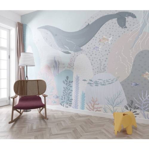 Blue Whale Wallpaper Ocean Motif Nursery Decor Removable - Etsy
