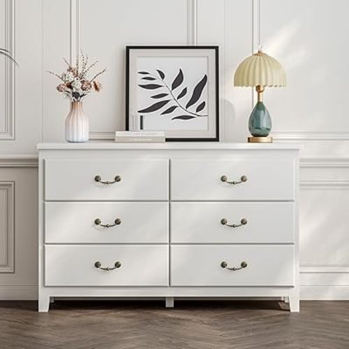 Farmhouse Dresser for Bedroom, Dressers & Chests of Drawers with Large Drawer, Wooden Tall Rustic Dresser for Bedroom