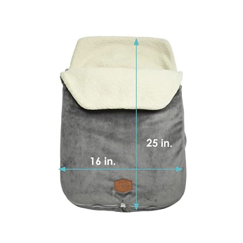 JJ Cole Bundle Me Winter Baby Car Seat Cover and Bunting Bag — Original — Graphite— Sherpa Lined Baby Carrier Cover — Winter Baby Essentials - Infant