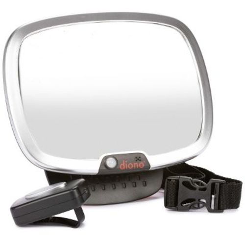 Diono Easy View Plus Baby Car Mirror With Light, For Rear Facing Infant With 360 Rotation, Silver