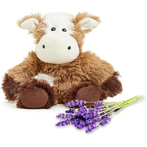 warmies Junior Cow Microwavable, Hot or Cold for Cool Relaxation and Warm Relief, Lavender Scented Cozy Plush Animal