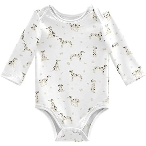 vvfelixl Baby Bodysuits Dalmatian White Long Sleeve Cotton Baby Clothes For Boys Girls 0-24 Months