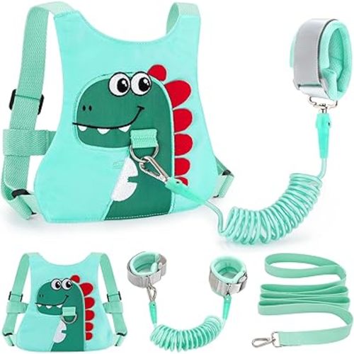 Toddler Leash-Baby Walking Safty Harness and Child Anti Lost Wrist Link for Girls/Boys Travel (Green)