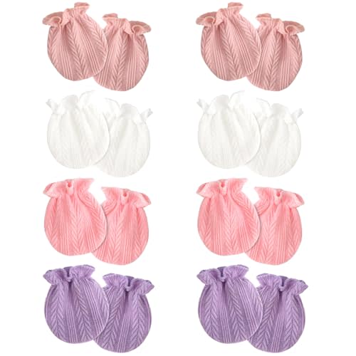 BQUBO Newborn Infant Toddler Mittens No Scratch Cotton Elastic Wrist Gloves Hypoallergenic for 0-6 Months Baby Boys Girls
