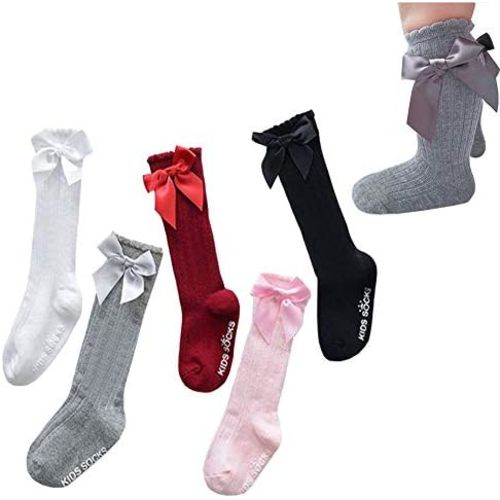 Newborn Baby Girl Knee High Non-Slip Bowknot Socks