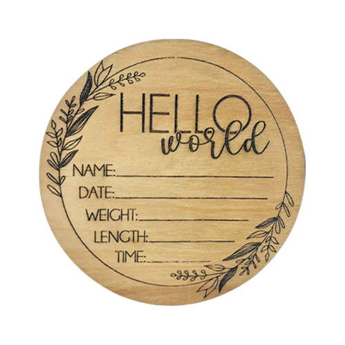 Wooden Baby Announcement Sign - 6" Hello World Newborn Sign Baby Announcement Sign - Baby Birth Announcement Sign Hospital Sign Baby Name Announcement Sign for Photo Prop Baby Shower Nursery Gift