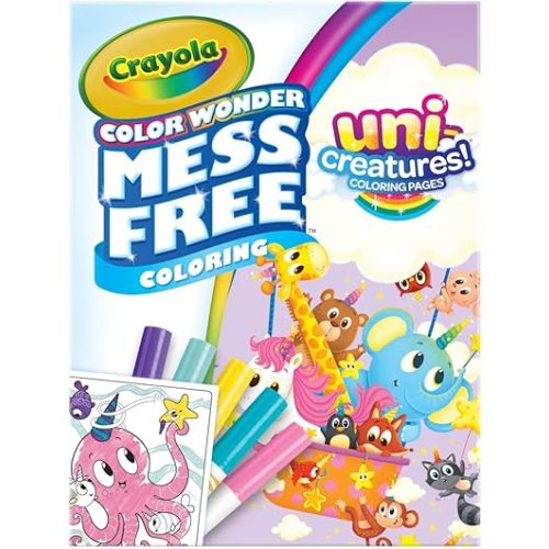 Crayola Color Wonder Unicreatures, Unicorn Mess Free Coloring Pages & Markers, Gift for Kids, Ages 3, 4, 5, 6,