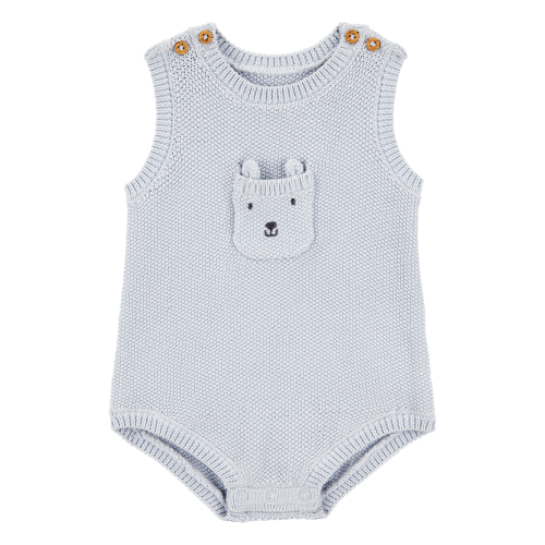 Baby Solid Cotton Romper - Blue - Carter's | Carter's