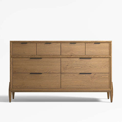 Bodie Flax Brown Wood Wide 8-Drawer Kids Dresser