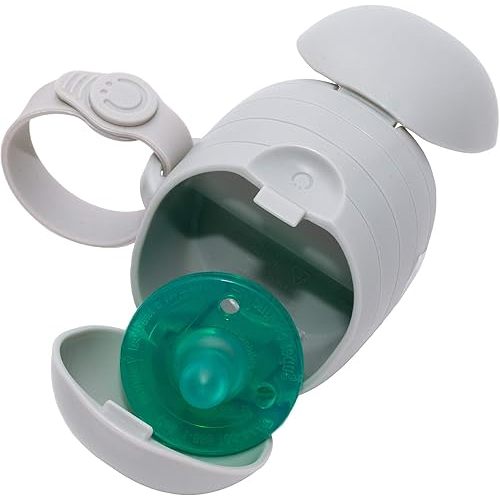 Ubbi On The Go Dual Pacifier Holder, Keeps Baby’s Binkies Clean and Accessible, Includes Silicone Strap, Gray