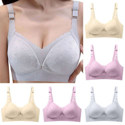 CFLVAEK Cotton Nursing Bras for Women Supportive Wirefree Maternity Bra Breathable Full Coverage Pregnancy Bras Lightly Button Front Closure Nursing Bra Khaki XXL